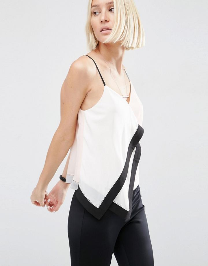 Asos White Color Block Silk Cami - Multi