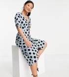 Urban Threads Petite Midi Dress In Polka Dot-blues