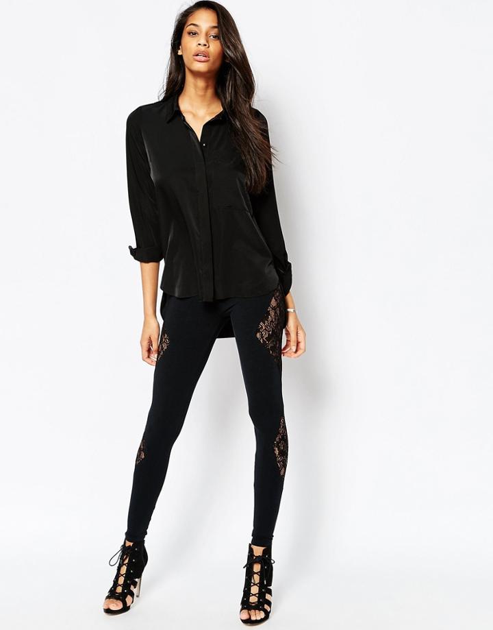 Asos Leggings With Lace Inserts - Black