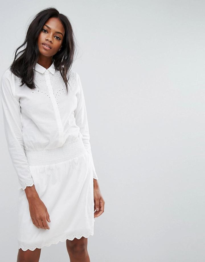 Y.a.s Embroidered Long Sleeve Dress - White