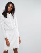 Y.a.s Embroidered Long Sleeve Dress - White