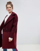 Only Colour Block Oversized Coat - Red