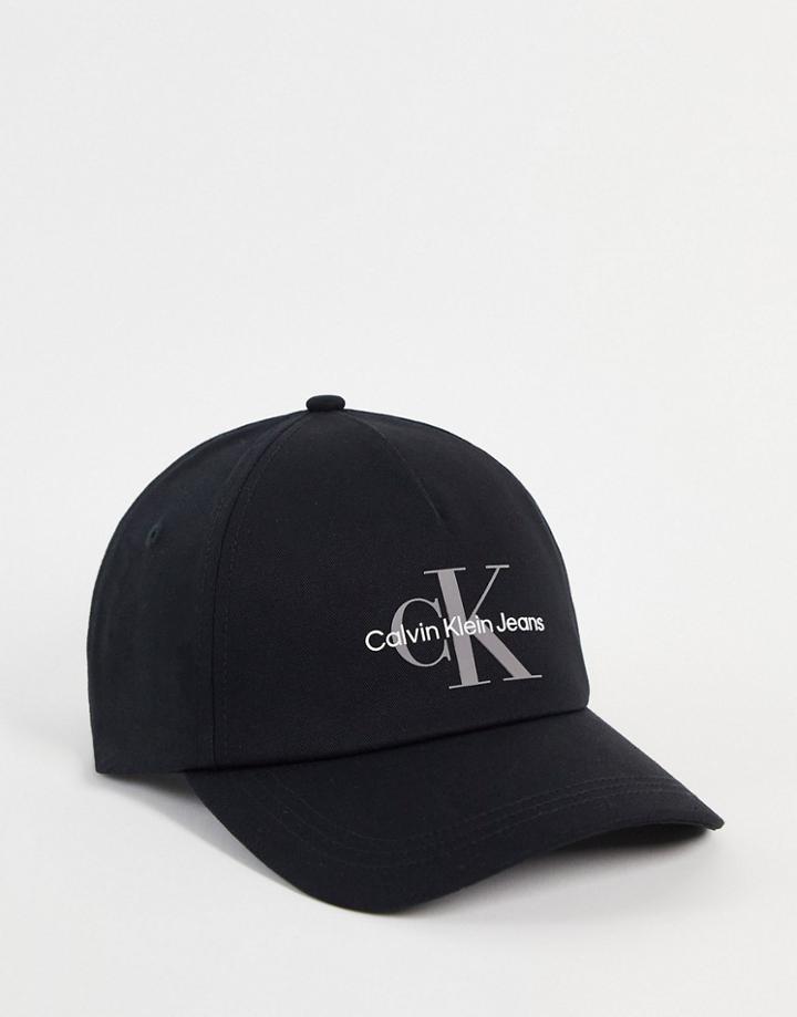 Calvin Klein Jeans Cotton Monogram Cap In Black - Black