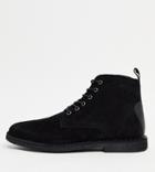 Asos Design Wide Fit Desert Chukka Boots In Black Suede With Leather Detail