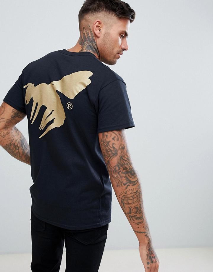 Abuze Ldn Gold Logo Back Print T-shirt - Black