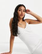 Asos Design Mini Sundress With Daisy Trim In White