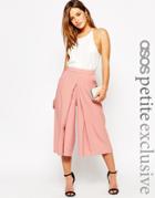 Asos Petite Wide Leg Culotte With Pleat Front Detail - Nude