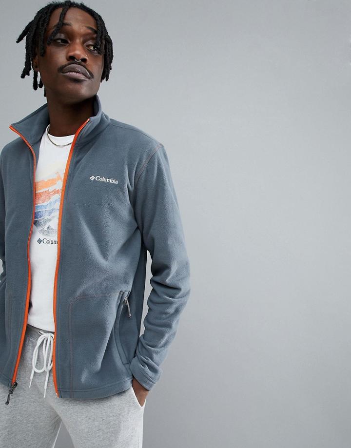 Columbia Fast Trek Lightweight Full Zip Fleece In Gray With Orange Trim - Gray