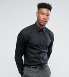 Farah Tall Classic Shirt In Slim Fit With Stretch - Black