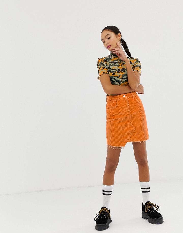 Collusion Cord Mini Skirt - Orange