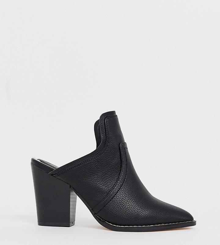 River Island Western Mules In Black - Black