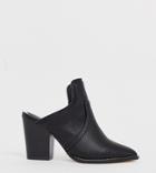 River Island Western Mules In Black - Black