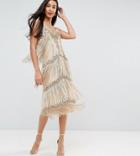 A Star Is Born Tall Embellished Tassle Midi Dress - Gold