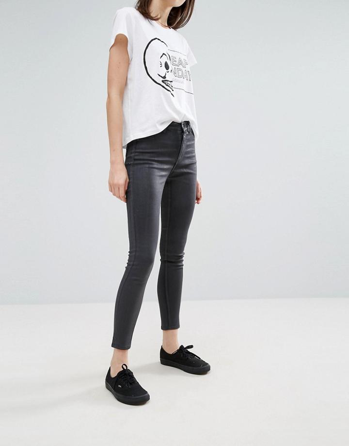 Cheap Monday High Rise Spray Waxed Skinny Jeans - Gray