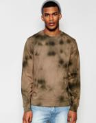 Asos Tie Dye Sweatshirt In Khaki - Khaki