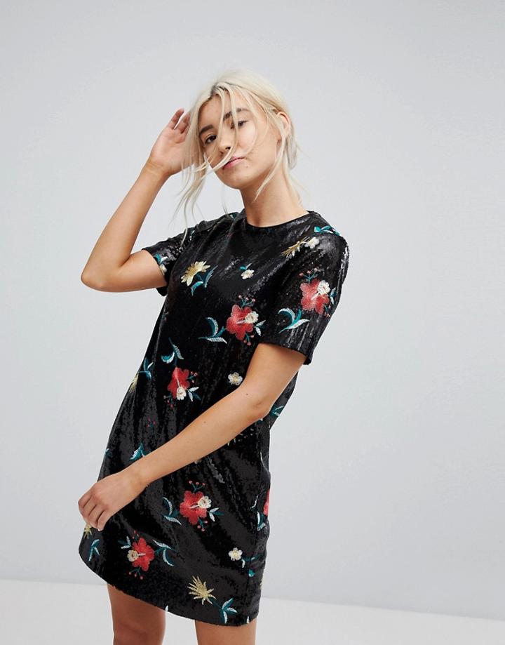 New Look Embellished Sequin Dress - Black