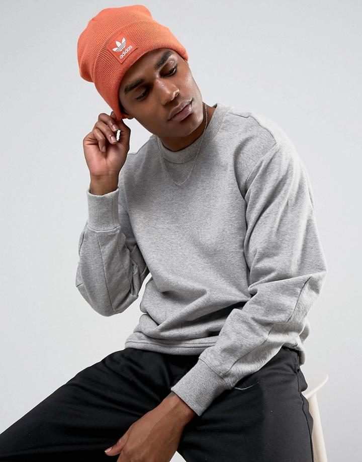 Adidas Originals Trefoil Beanie In Orange Br2630 - Orange