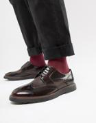 Silver Street Brogue Lace Up Shoe In Oxblood-red
