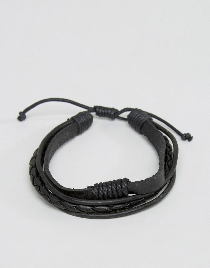 Jack & Jones Jack Josh Multi Layer Bracelet In Black - Black
