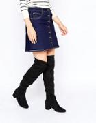 New Look Faux Suede Over The Knee Boot - Black