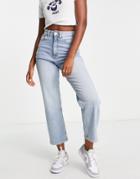 Monki Zami Organic Cotton Straight Leg Jeans In Bleach Wash-blue