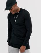 Asos Design Longline Muscle Sweatshirt In Black - Black