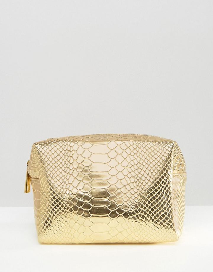 Asos Metallic Snake Make Up Bag - Gold