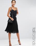 Y.a.s Tall Pleated Skirt With Lace Hem - Black