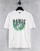 River Island Paris Bird Overlay T-shirt In White