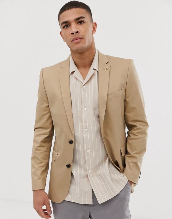 Farah Hartwith Twill Blazer In Sand - Tan