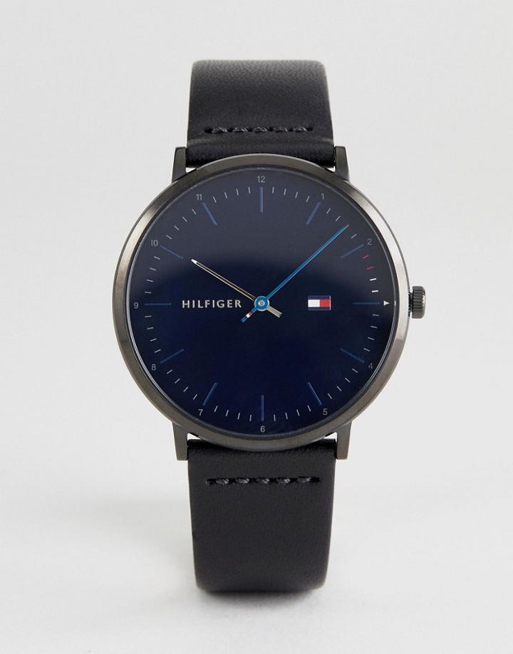 Tommy Hilfiger 1791462 Leather Watch In Black 40mm - Black