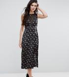 Asos Tall Floral Tea Maxi Dress With Lace Insert - Black