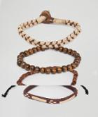 Asos Design Bracelet Pack With Beads And Rope In Brown - Brown