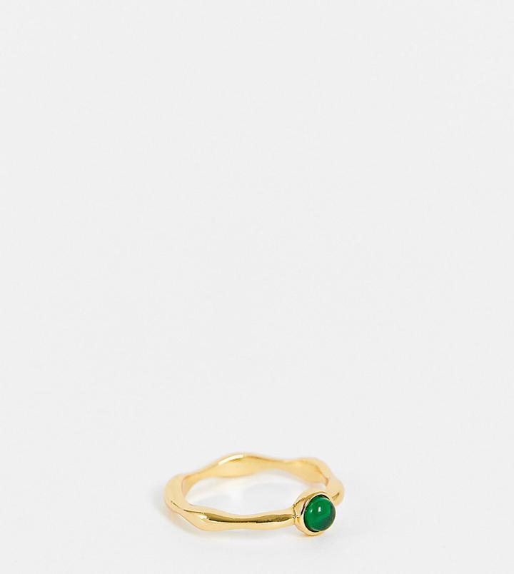 Asos Design 14k Gold Plated Ring With Emerald Style Birthstone