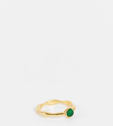 Asos Design 14k Gold Plated Ring With Emerald Style Birthstone