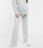 Asos Design Maternity Co-ord Knitted Wide Leg Pant In Gray Marl-neutral