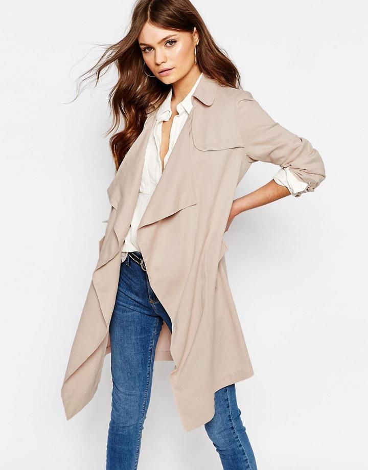 New Look Waterfall Edge To Edge Duster - Pink