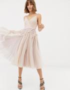 Needle & Thread Tulle Cami Skater Dress In Rose - Pink