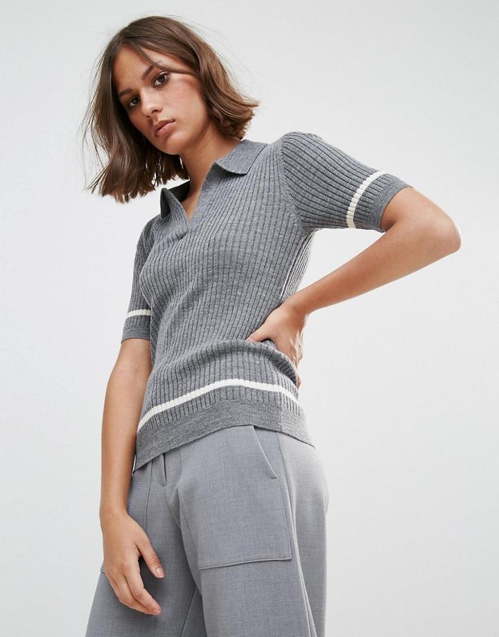 Wood Wood Robin Merino Wool Polo Shirt - Gray