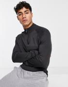 River Island Long Sleeve Half Zip Sweater In Dark Gray