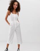 Daisy Street Cami Jumpsuit In Broderie-white