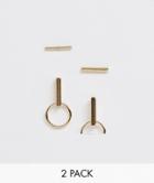 Pieces 2 Pack Stud Earrings - Gold