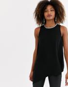 River Island Asymmetric Tank Top In Black