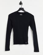 Hollister Long Sleeve Slim Rib T-shirt In Black