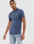 Asos Design Muscle Fit Jersey Polo With Stretch In Blue Marl - Blue