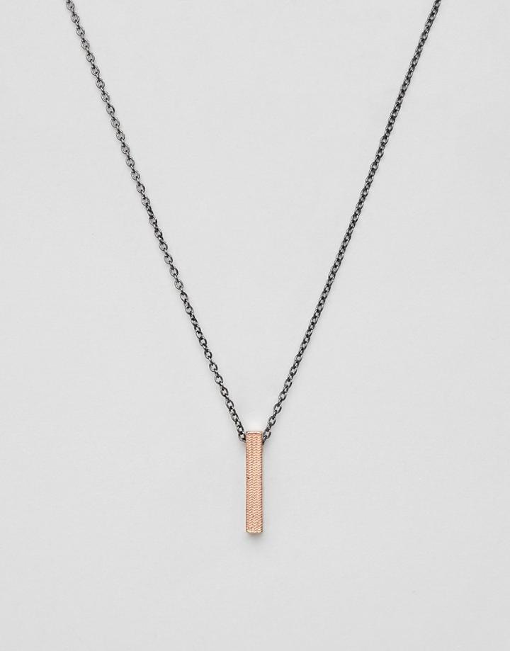 Icon Brand Bar Pendant Necklace In Rose Gold & Gunmetal - Gold