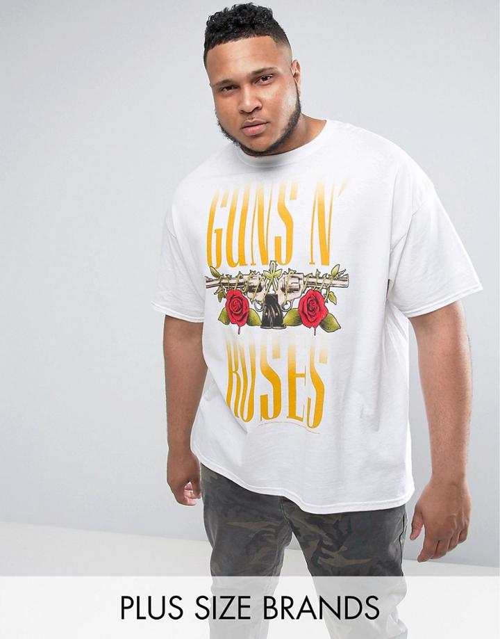 Guns N Roses Plus T-shirt In White - White