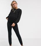 Asos Design Maternity Basic Stretch Super Skinny Sweatpants In Organic Cotton-black