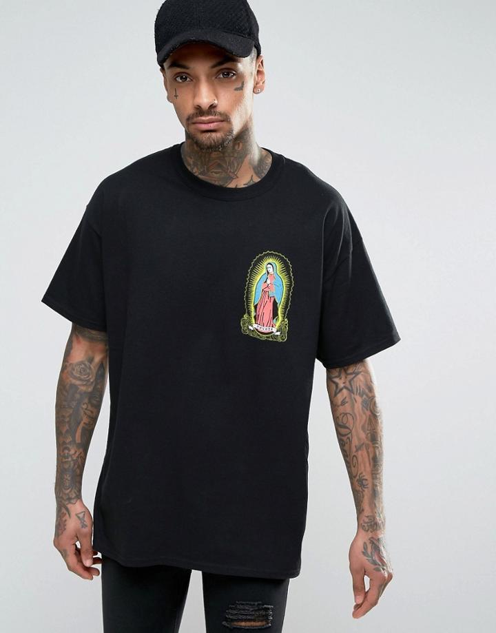 Hnr Ldn Oversized Mary Chest Print T-shirt - Black