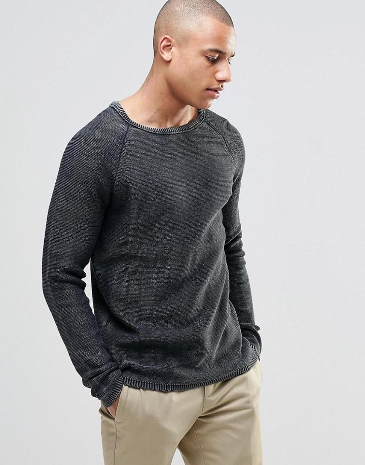 Selected Vince Acid Crew Neck Sweater In Black - Black